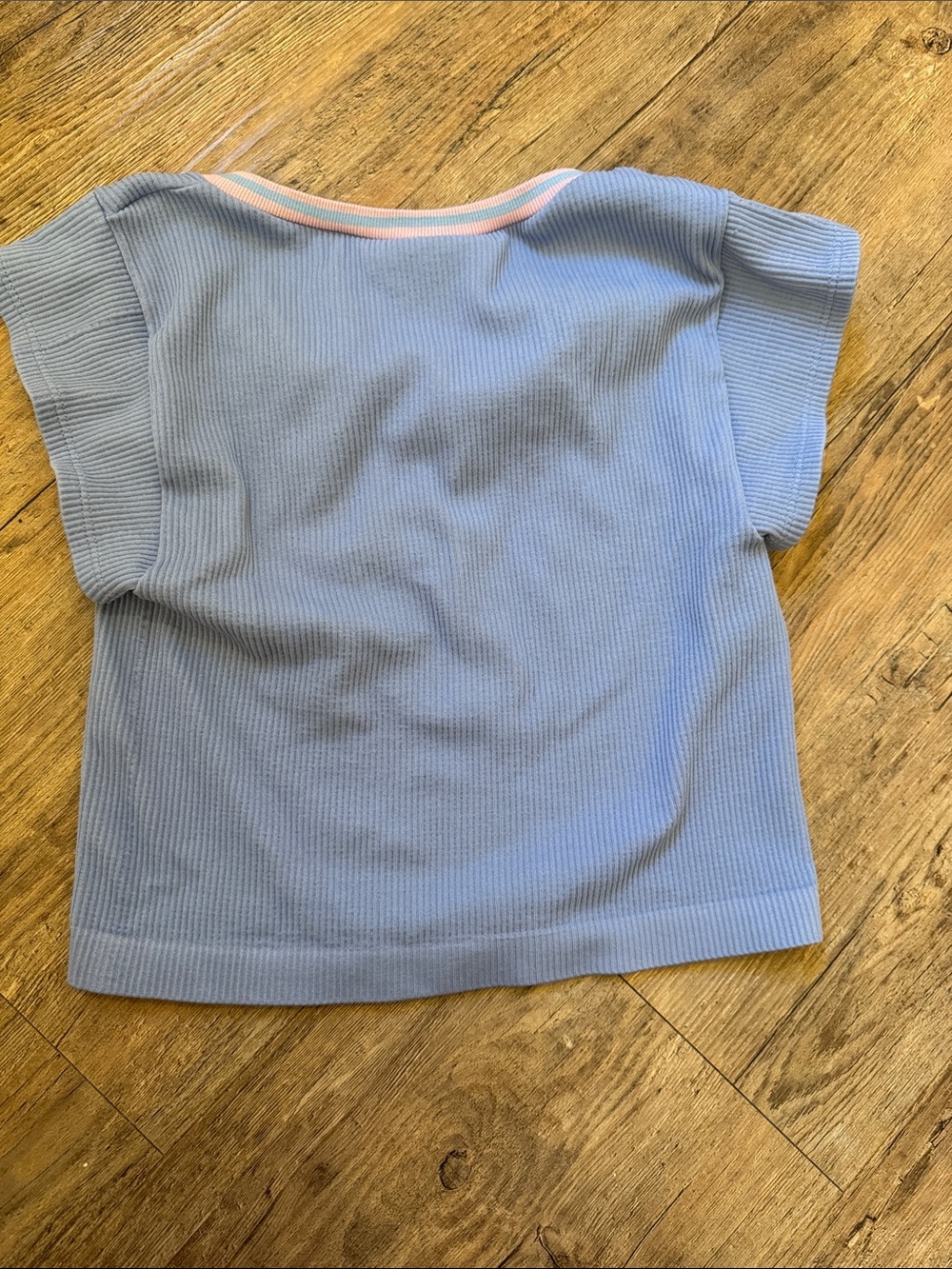 Urban Outfitters Sky Blue Ribbed Tank with Pink Trim - Picture 4 of 4